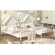 preview thumbnail 5 of 13, White Twin Size Metal Double Platform Bed with House-shaped Headboard