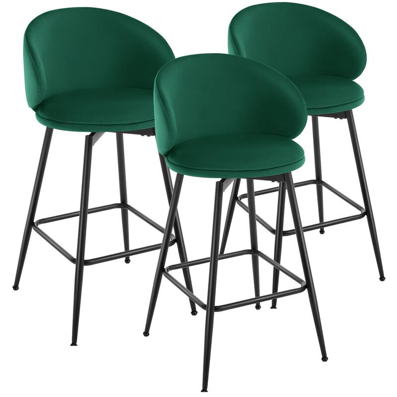 26"/30" Velvet Upholstered Swivel Counter/Bar Stools Set of 2/3