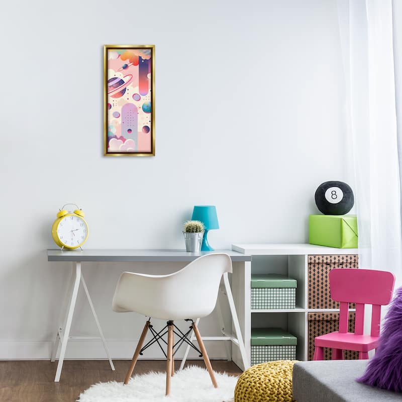 Stupell Surreal Geometric Planets Scene Framed Floater Canvas Wall Art Design By Wumples