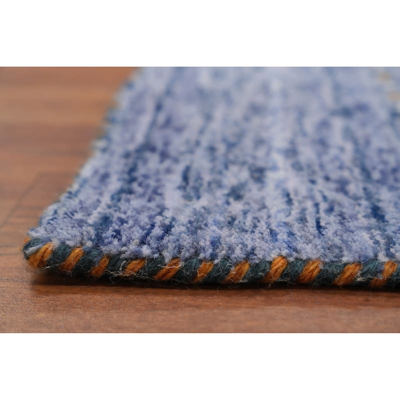 Hand Knotted Oriental 100% Wool Carpet Tribal Animal Pictorial Navy Blue & Blues Gabbeh Area Rug - 11' 11'' X 5' 2''