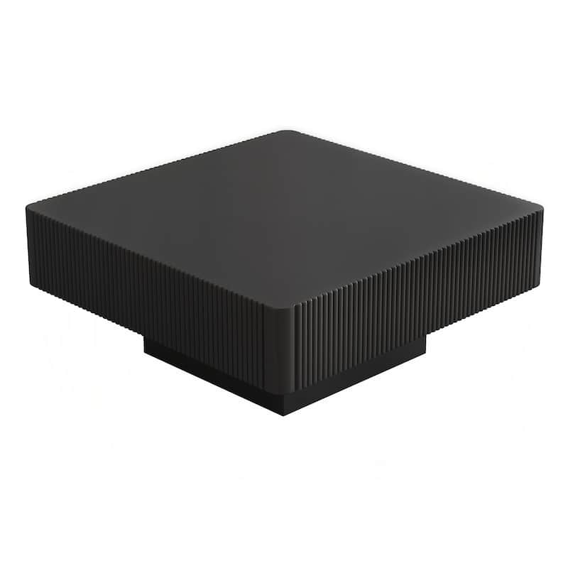 31.6" Elegant Square Fluted Coffee Table with 7.1" Thick Tabletop