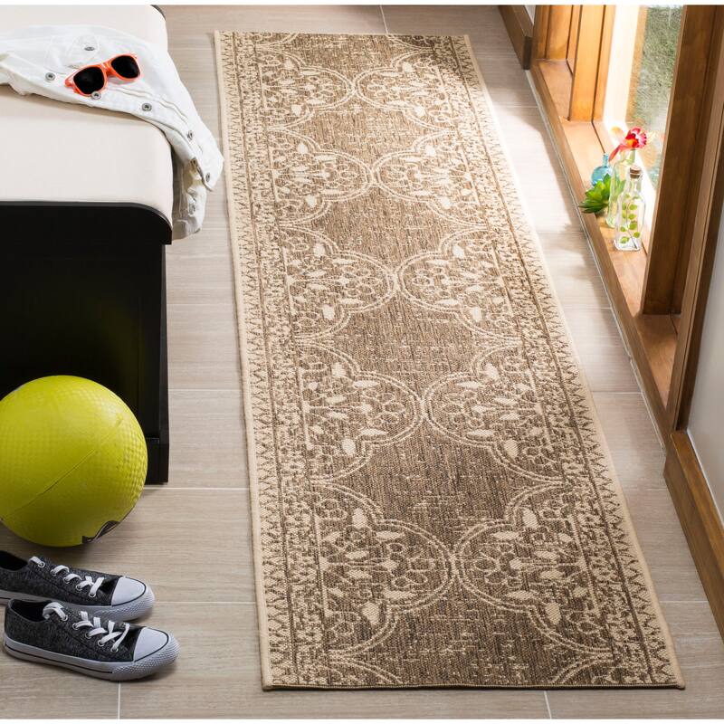 SAFAVIEH Linden Aysel Indoor/ Outdoor Waterproof Patio Backyard Rug - 2'2" x 8' Runner - Cream/Beige