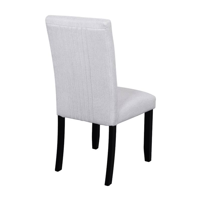 5 Piece Kitchen Table and Chairs Set, 4 People Round Dining Table Set, 4 Upholstered Chairs with Rubber Wood Legs