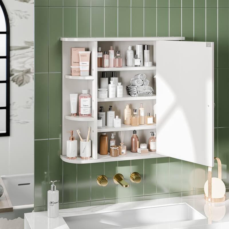 Futzca Bathroom Wall Cabinet with Mirror and Open Shelves
