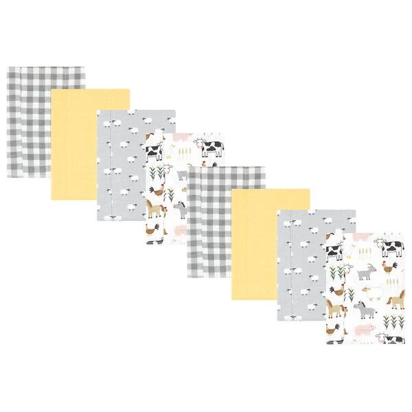 slide 1 of 1, Hudson Baby Cotton Poly Flannel Burp Cloths 8-Pack, Cute Farm, One Size - Cute Farm 8-Pack - One Size One Size - Cute Farm 8-Pack