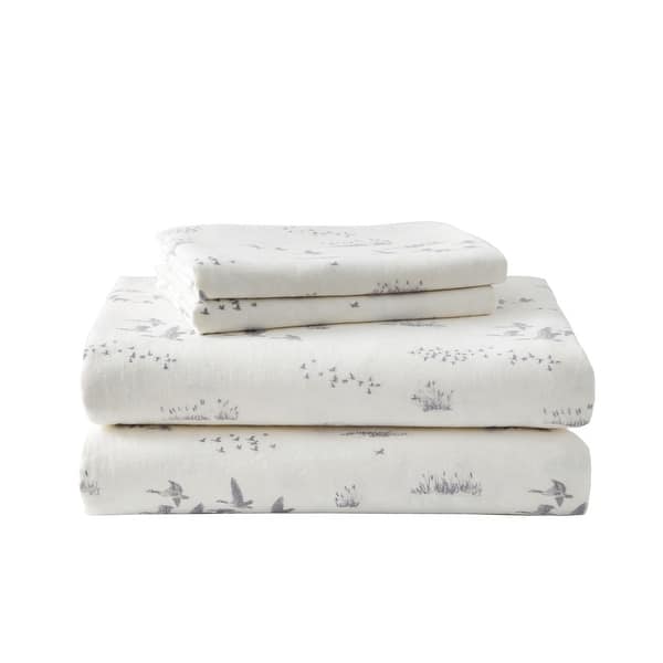 Eddie Bauer Printed Cotton Flannel Sheet Set - Queen - Geese Meadow