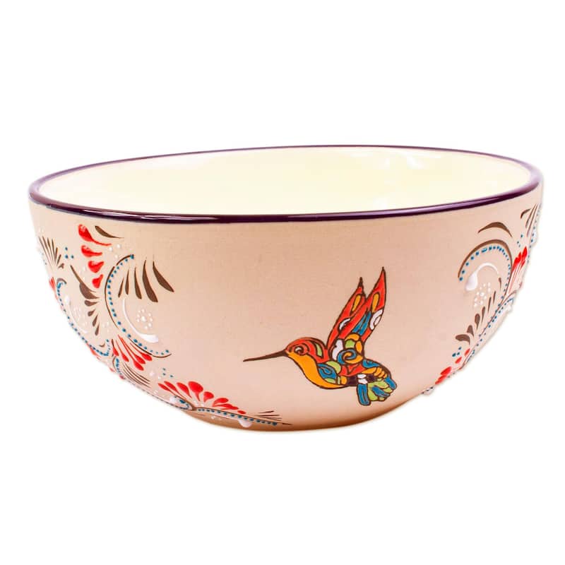 Novica Handmade Colibri Ceramic Serving Bowl