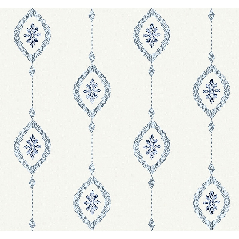 Seabrook Designs Beach House Sand Dollar Stripe Unpasted Wallpaper - 27 in. W x 27 ft. L - Coastal Blue
