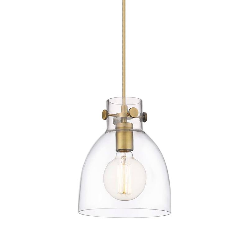 Innovations Lighting 410-1PS-10-8 Newton Bell Pendant Newton Bell 8" - Brushed Brass / Clear