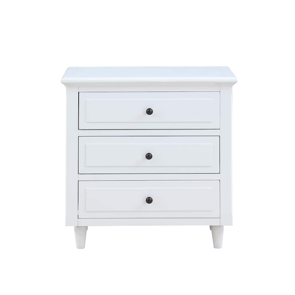 3-Drawer Nightstand Storage Wood Cabinet