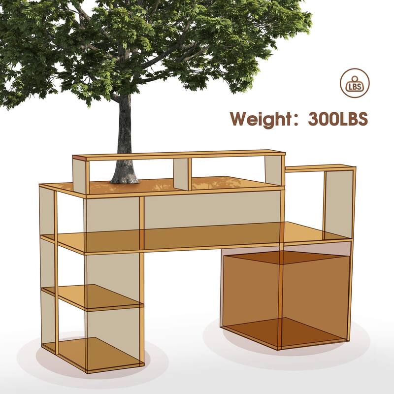 Ivinta Computer Desk with Drawers and Hutch, Modern Office Desk with File Cabinet, Small Desk for Bedroom