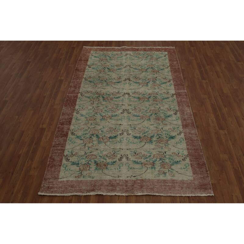 Hand Knotted Oriental 100% Wool Carpet Transitional Floral Beige & Ivories Anatolian Area Rug - 9' 2'' X 5' 7''