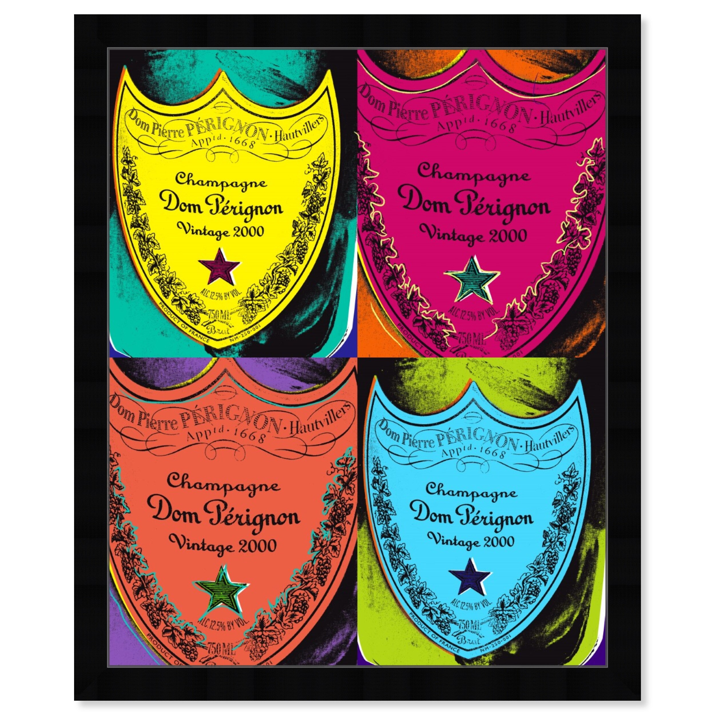 Oliver Gal 'Warholesque Dom P' Drinks and Spirits Framed Wall Art Prints  Champagne - Yellow, Red