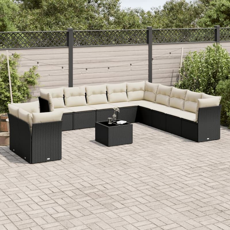 vidaXL Garden Sofa Set Black, Cream White - 21.7 x 21.7 x 14.6