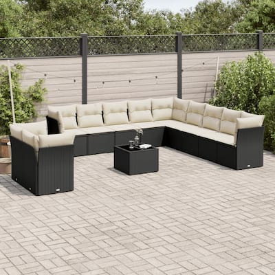 vidaXL Garden Sofa Set Black, Cream White - 21.7 x 21.7 x 14.6