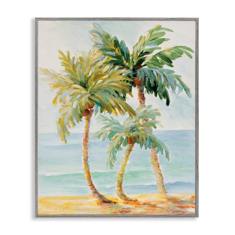 Stupell Tropical Palm Trees on Coastal Beach Sand Framed Giclee Texturized Art by Lanie Loreth