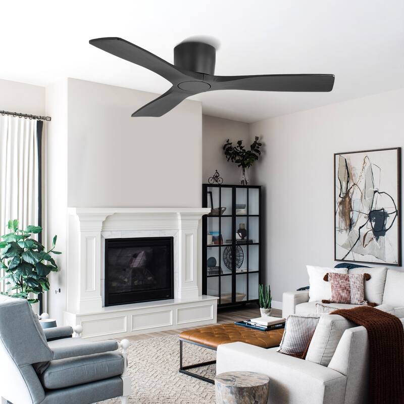 48Inch 3Blade Dc Motor Indoor Flush Mount Ceiling Fan With Remote
