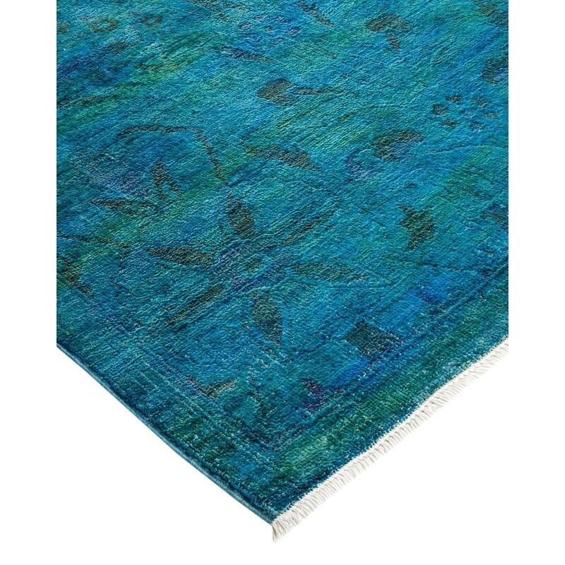 Overton Hand Knotted Wool Vintage Inspired Modern Contemporary Overdyed Blue Area Rug - 3' 0" x 5' 5"