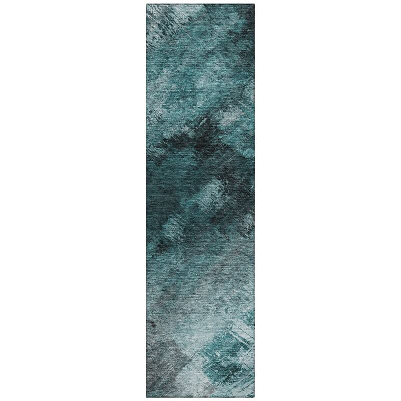 Machine Washable Indoor/ Outdoor Chantille Abstract Watercolor Rug