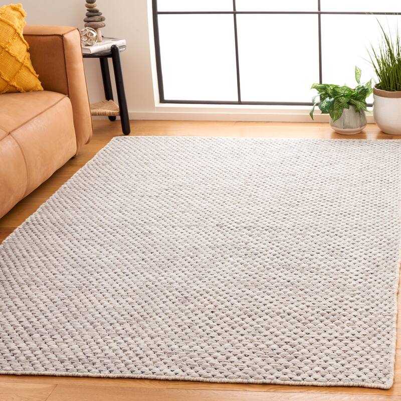 SAFAVIEH Handmade Vermont Buffy Transitional Wool Rug - 6' x 9' - Light Grey/Ivory