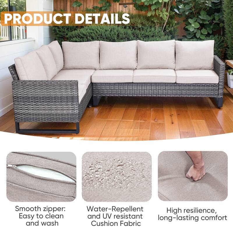 Wicker Patio Conversation Set with Fire Pit Table