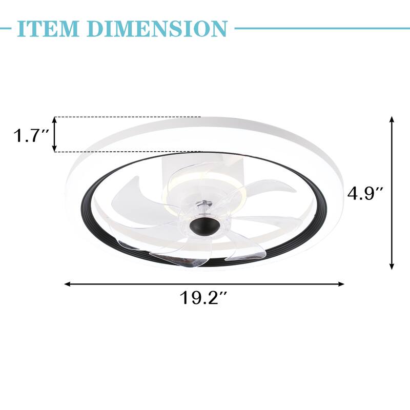 20" White Flush Mount Ceiling Fan with Dimmable Light, 6-Speed Low Profile Reversible Ceiling Fan with APP Control and Remote