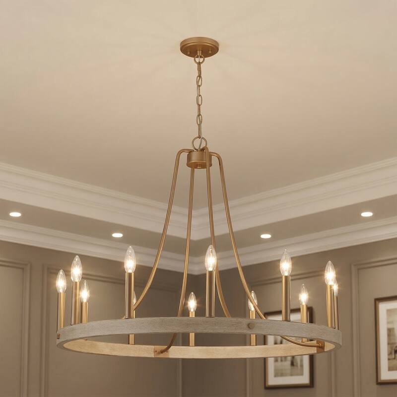 Acroma 12-light Farmhouse Modern Wagon Wheel Chandelier - N/A