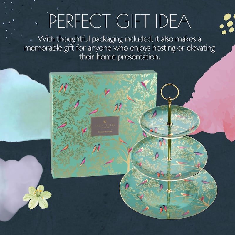 Portmeirion Sara Miller London Chelsea 3 Tier Cake Stand - 10.5", 8", 6"