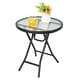 preview thumbnail 9 of 7, Costway Patio Folding Round Glass Side Table Bistro Coffee Table Plant - See Details