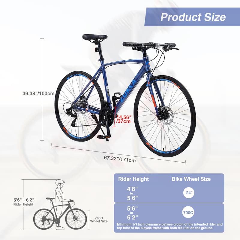 24 Speed Hybrid Bike Road Bike City Bicycle Unisex Bikes