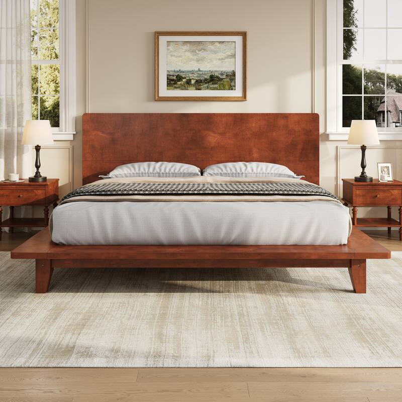 Roomfitters Full/Queen/King Size Wood Platform Bed with Headboard and Slat Support