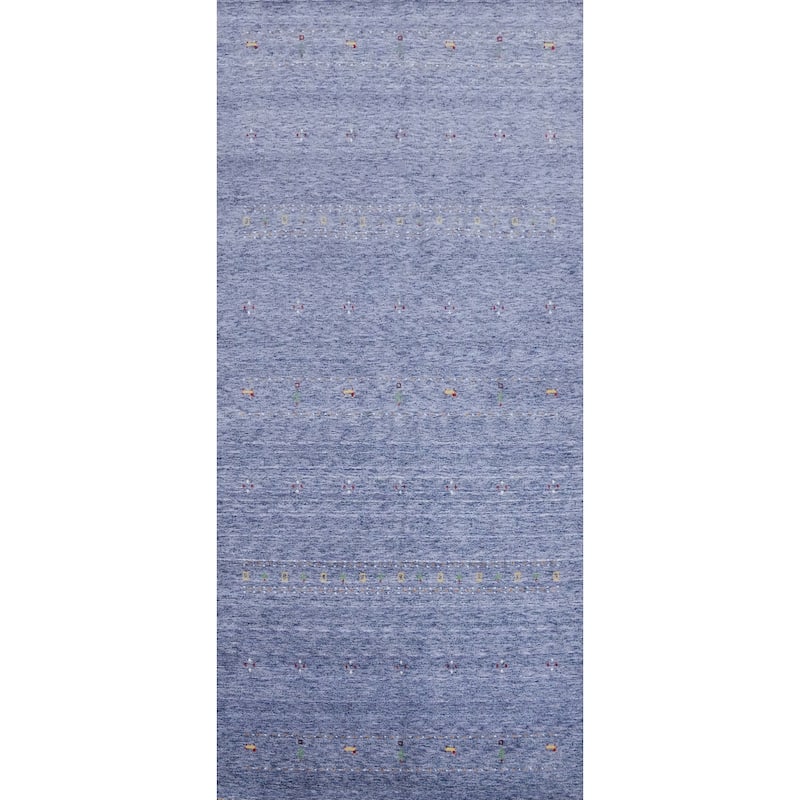 Hand Knotted Oriental 100% Wool Carpet Tribal Animal Pictorial Navy Blue & Blues Gabbeh Area Rug - 11' 11'' X 5' 2''