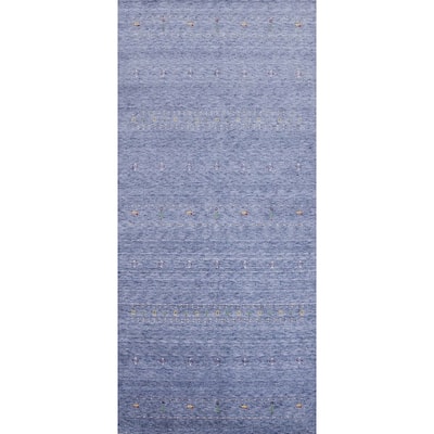 Hand Knotted Oriental 100% Wool Carpet Tribal Animal Pictorial Navy Blue & Blues Gabbeh Area Rug - 11' 11'' X 5' 2''