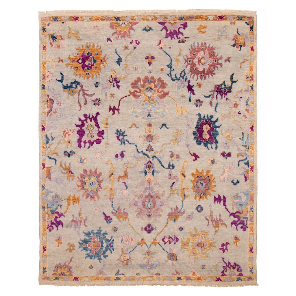 ECARPETGALLERY Hand-knotted Modern Oushak Light Grey Wool Rug - 7' 10" x 9' 10"