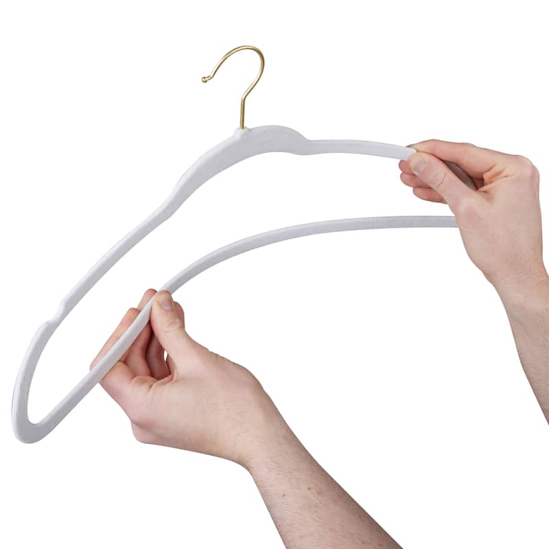 Simplify 25 Pack Slim Velvet Gold Hook Hangers - 17.7" x 9"