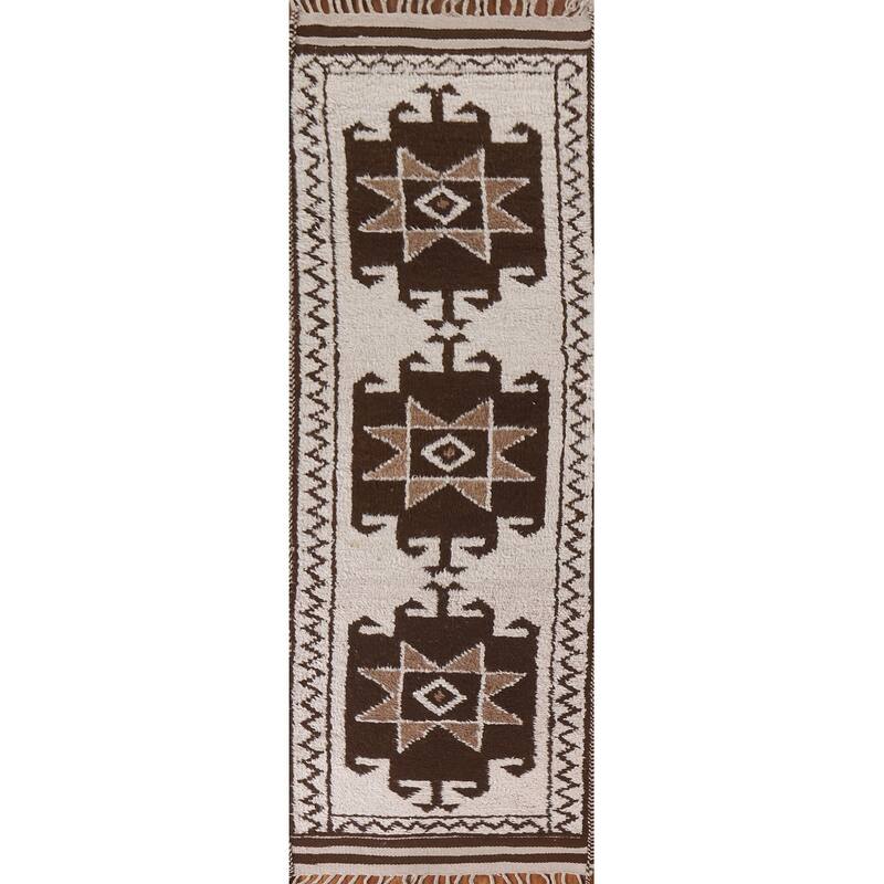 Anatolian Beige Turkish Runner Rug Handmade Wool Carpet - 3'2"x 10'9"