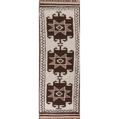 Anatolian Beige Turkish Runner Rug Handmade Wool Carpet - 3'2"x 10'9"