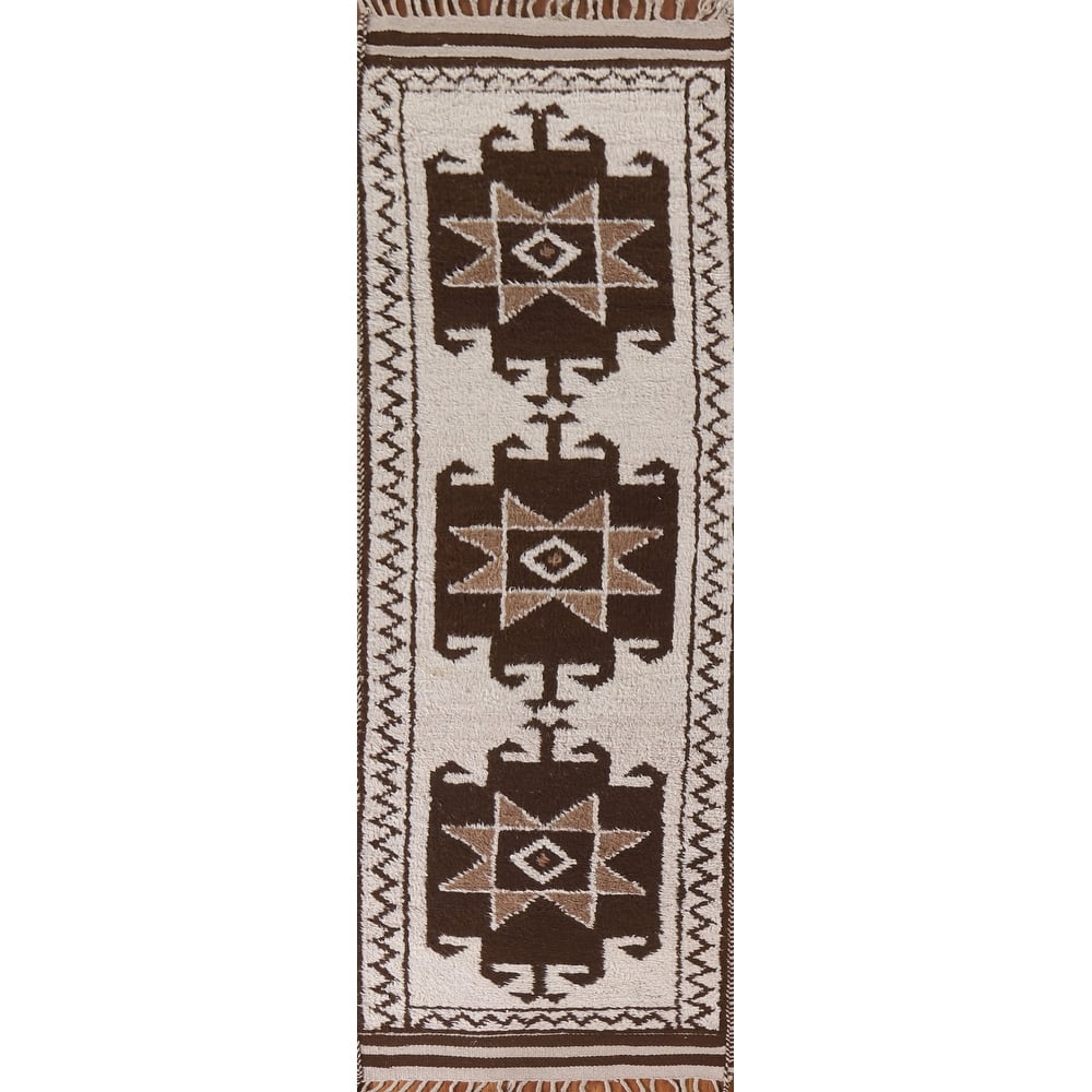 Anatolian Beige Turkish Runner Rug Handmade Wool Carpet - 3'2"x 10'9"