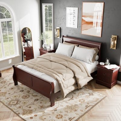 Furniture of America Mayday Modern Solid Wood 2-Piece Queen-size Sleigh Bedroom Set