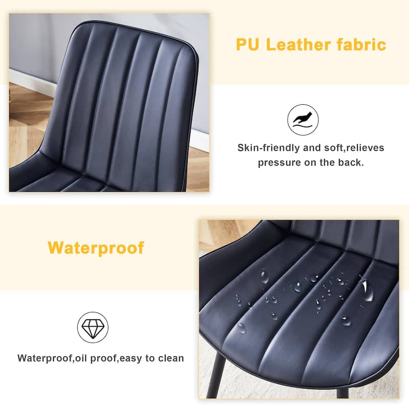Roomfitters PU Dining Chairs with Extended Cushions and Metal Legs, Ergonomic Design Set of 4 for Modern Homes