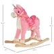 preview thumbnail 4 of 7, Qaba Rocking Horse, Kids Ride on Horse Unicorn Design with Wooden Base, Tail Wag & Sounds for Toddlers 3-6 Years Old, Pink