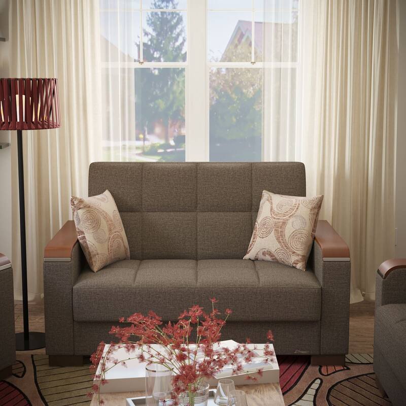 Collection Upholstered Convertible Loveseat With Storage