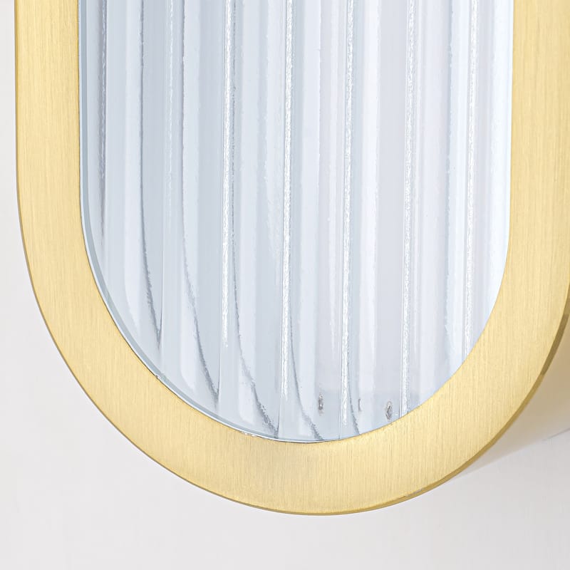 Rennnsan 25.6" 1-Light Modern Brass/Black Linear Bathroom Vanity Light with Ribbed Glass Shade