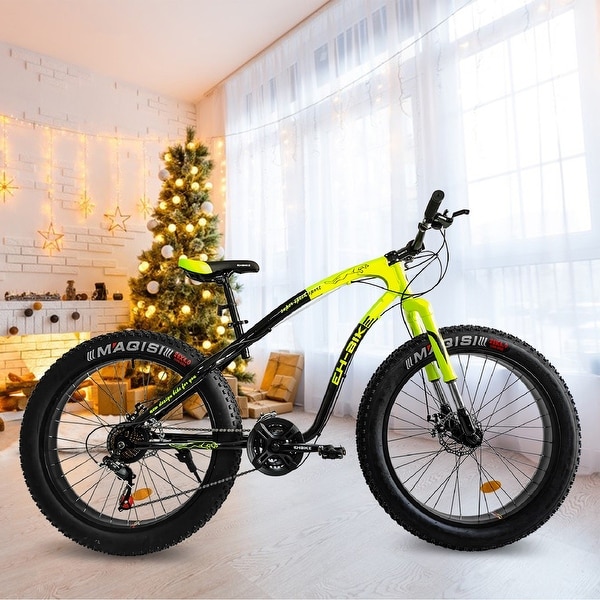 Mens Fat Tire Mountain Bike 26 Inch Wheels 4 Inch Wide Knobby