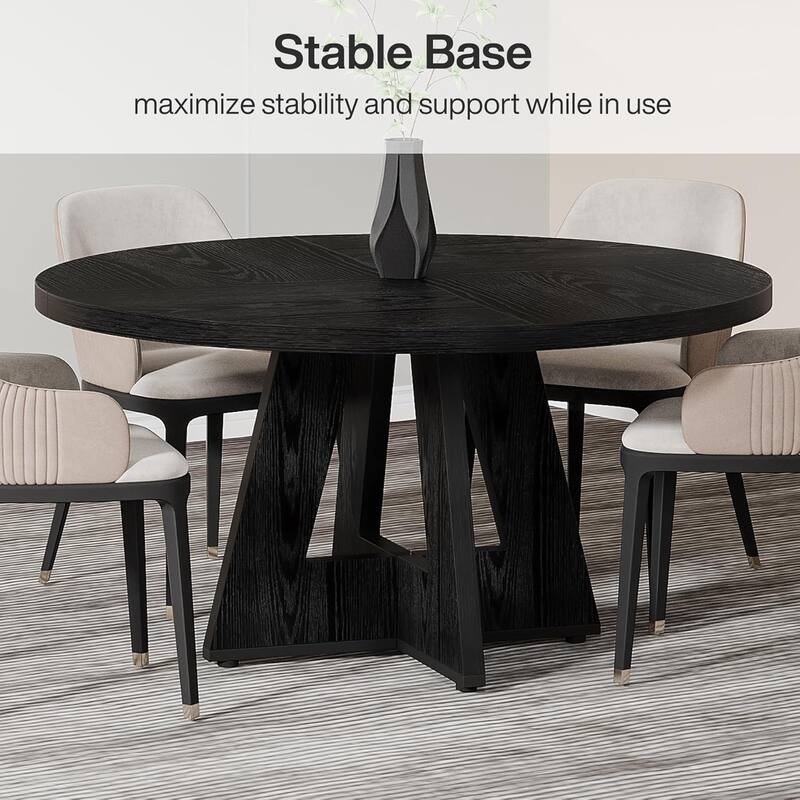 47" Round Conference Table Meeting Room Table with Thickened Top Wood Base Modern Training Desk for Conference/Seminar Room
