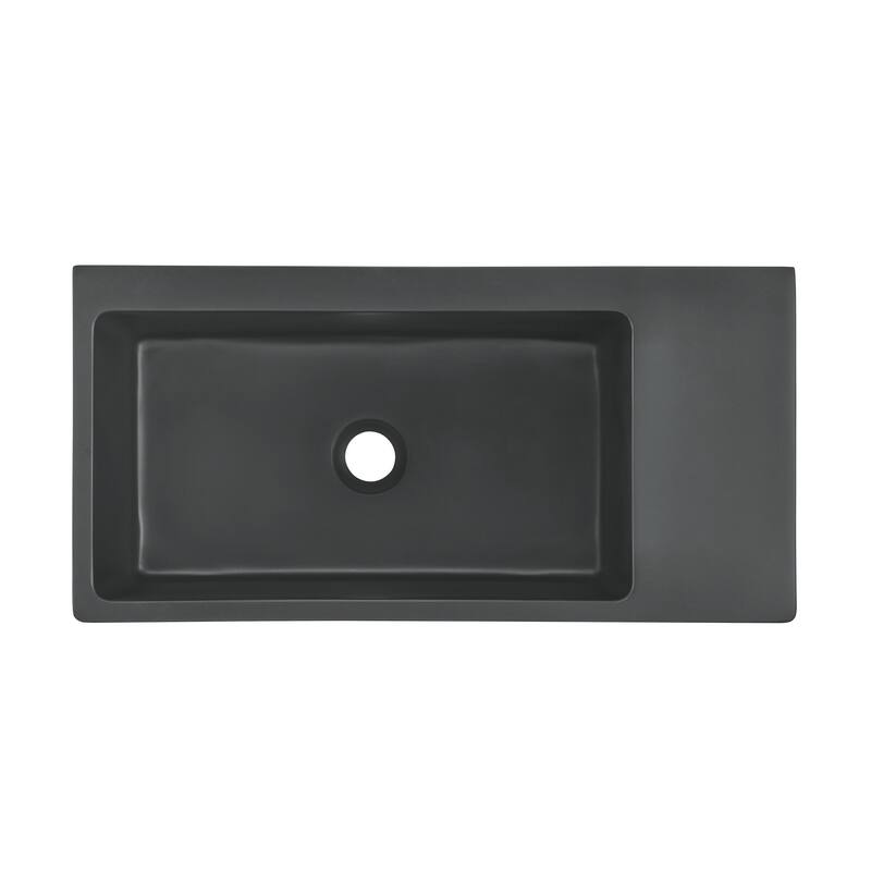 Delice Rectangle 24" Wall-Mount Bathroom Sink in Matte Black