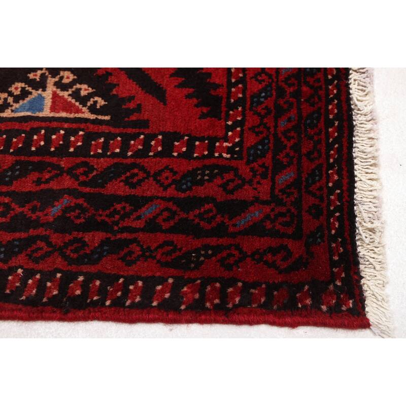 ECARPETGALLERY Hand-knotted Baluch Red Wool Rug - 3'0 x 6'0