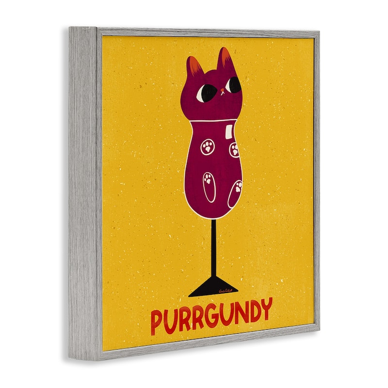 Stupell Purrgundy Cat Wine Framed Giclee Art Design By Carrie Cantwell