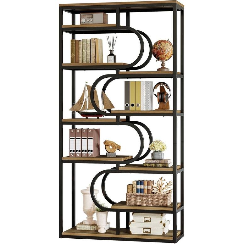 71" Tall Bookshelf 5-Tier Industrial Etagere Bookcase with Heavy-Duty Frame - 39.3" L x 11.81" W x 71.2" H