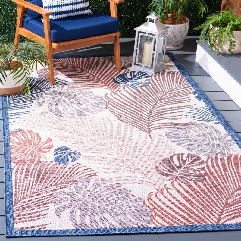SAFAVIEH Courtyard Fedela Indoor/ Outdoor Rug - 5'3" x 7'7" - Beige/Rust